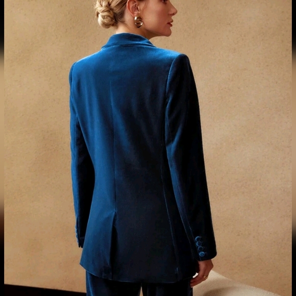 Women's Velvet Pantsuit Jacket Women Fashion Long Sleeve - Picture 4 of 11